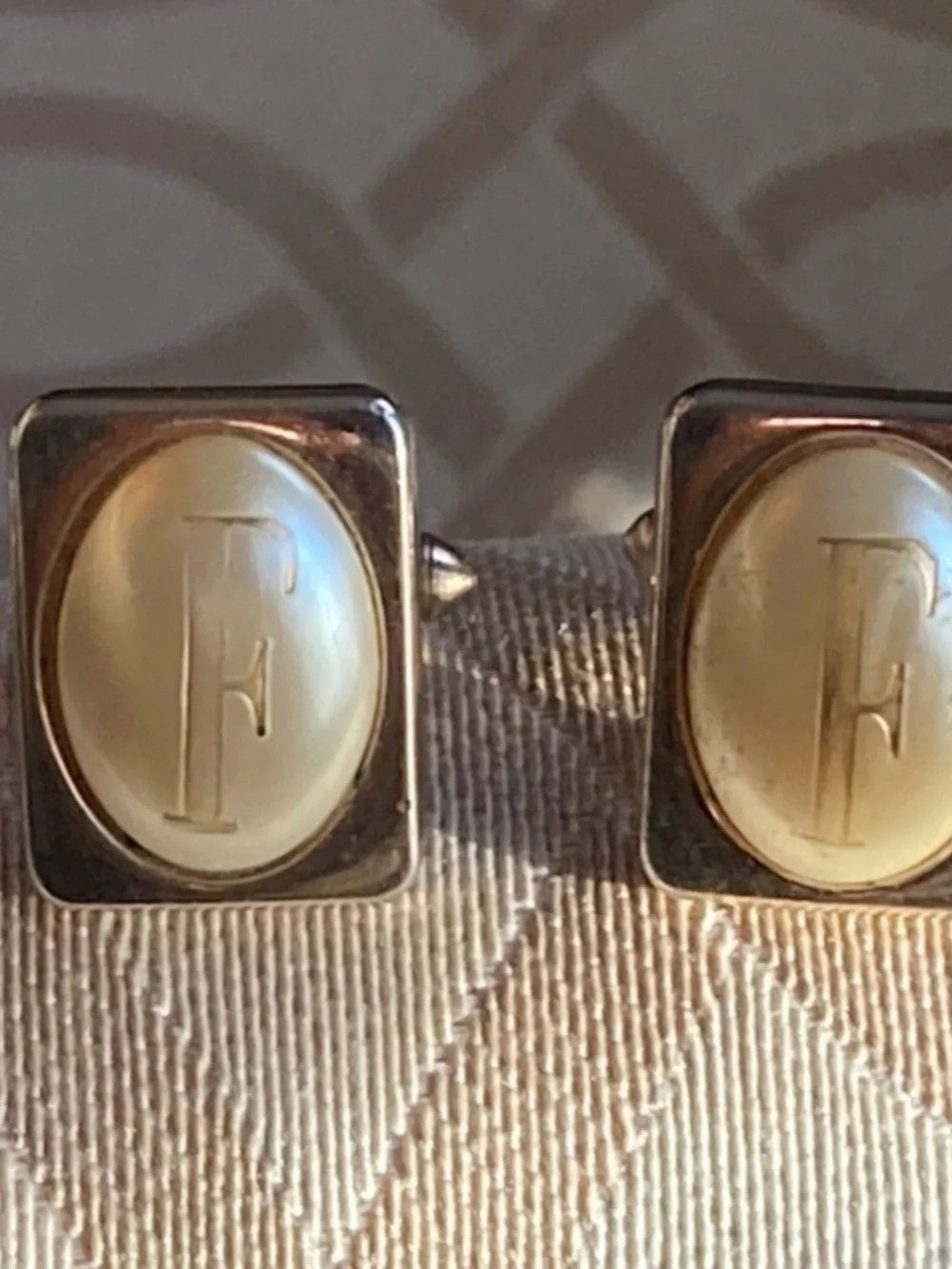 Vintage Swank Monogram F Cufflinks & Tie Bar Set